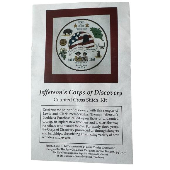 Jefferson’s Corps of Discovery Cross Stitch Kit Posy Collection Lewis & Clark PC - Picture 2 of 7